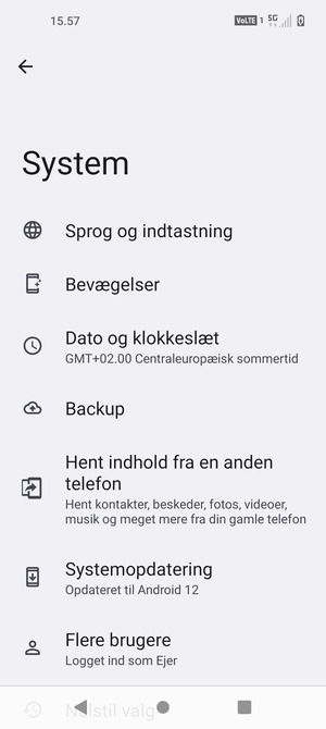 Vælg Systemopdatering