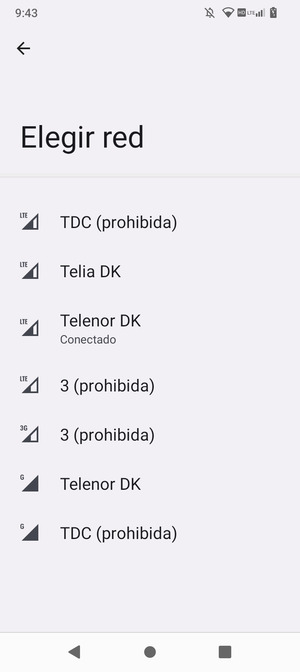 Seleccione un operador de red de la lista