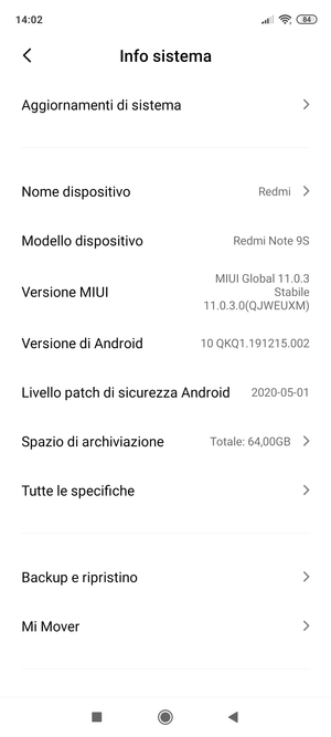 Seleziona Aggiornamenti di sistema