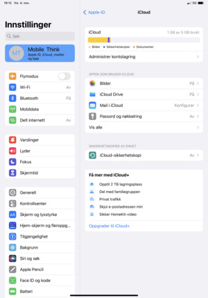 Velg iCloud-sikkerhetskopi