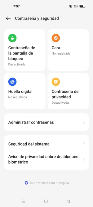 Para activar su bloqueo de pantalla, vaya al menú Contraseña y seguridad y seleccione Contraseña de la pantella de bloqueo