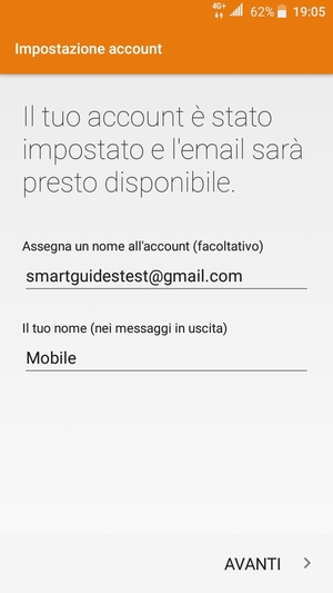 Scegli un nome per il tuo account e inserisci il tuo nome. Seleziona AVANTI