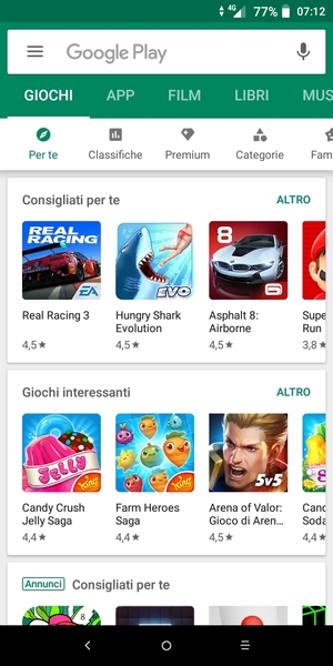 Seleziona la barra di ricerca