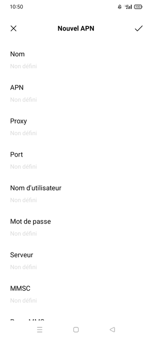 Saisissez les informations Internet