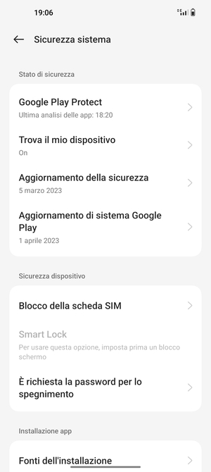 Seleziona Blocco della scheda SIM