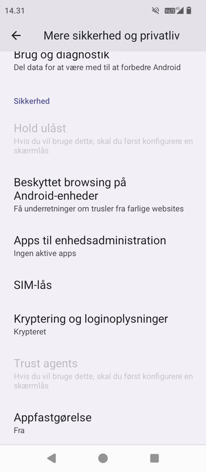 Scroll til og vælg SIM-lås