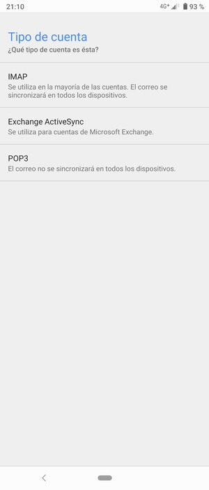 Seleccione IMAP o POP3