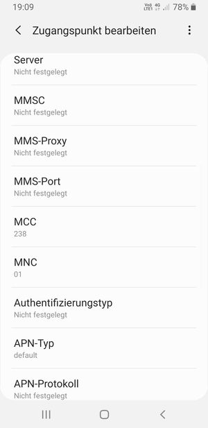 Scrollen Sie nach unten und geben Sie Internetinformationen ein