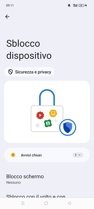 Seleziona Blocco schermo
