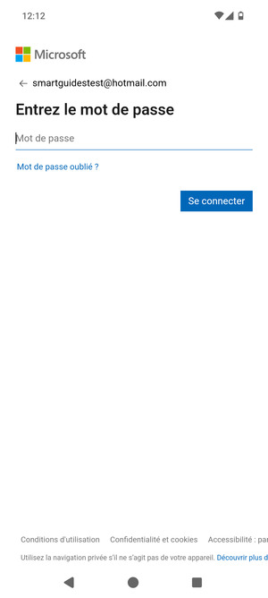 Saisissez votre mot de passe et sélectionnez Se connecter