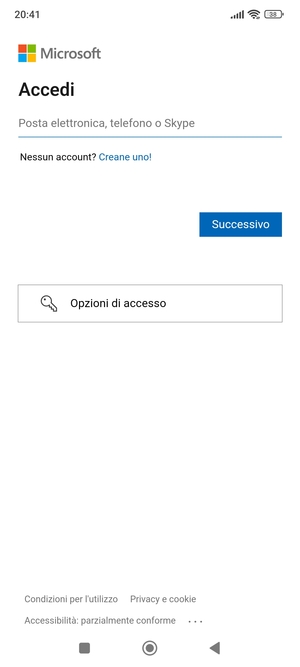 Inserisci il tuo indirizzo Hotmail e seleziona Successivo