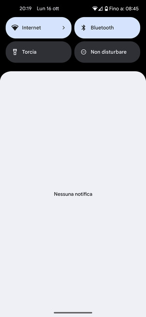 Scorri nuovamente verso il basso il menu in alto