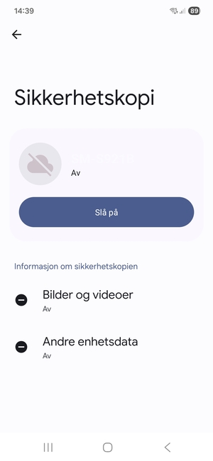 Velg Slå på