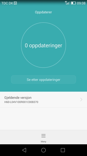 Hvis telefonen din er oppdatert, vil du se følgende skjermbilde.