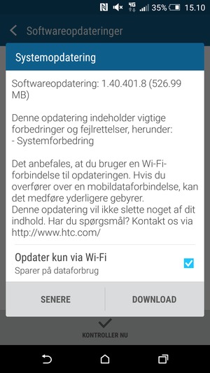 Hvis din telefon ikke er opdateret, vælg DOWNLOAD