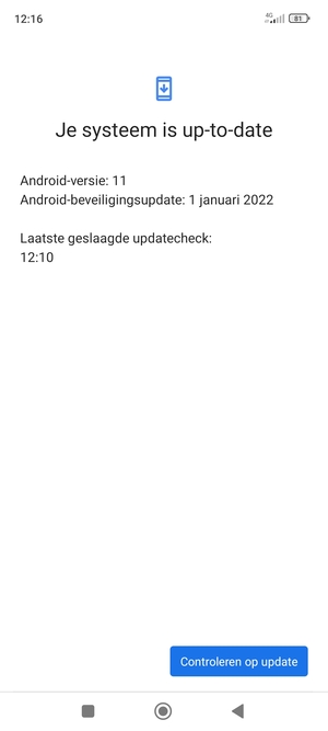 Als uw telefoon up-to-date is, zult u het volgende scherm zien