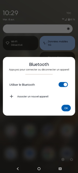 Désactiver  le Utiliser le Bluetooth