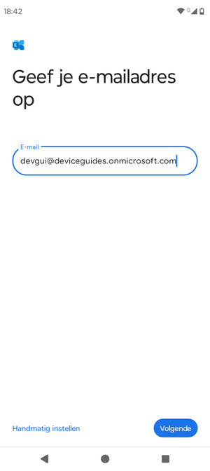 Voer uw e-mailadres in en selecteer Handmatig instellen
