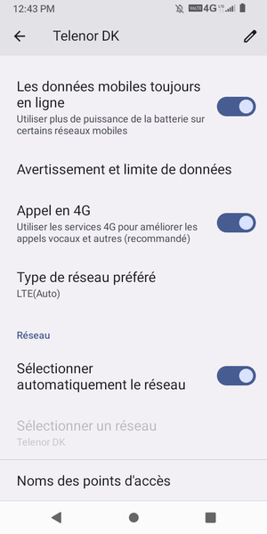 Faites défiler et sélectionnez Noms des points d'accès