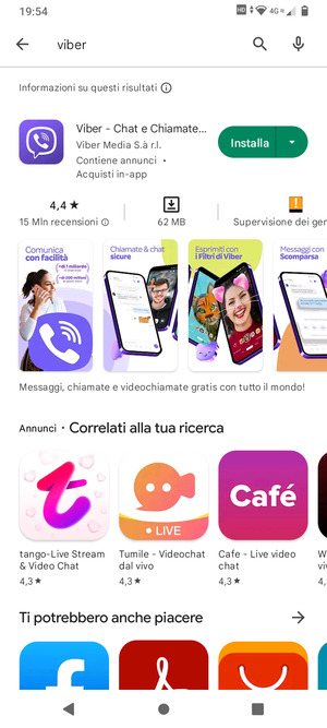 Seleziona l'applicazione