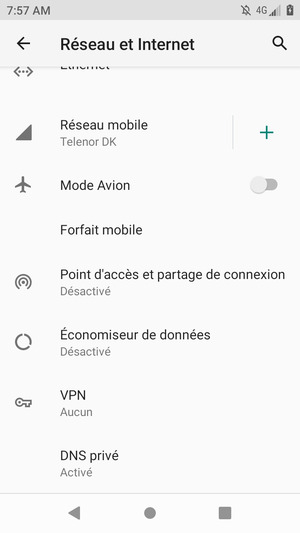 Sélectionnez Point d'accès et partage de connexion