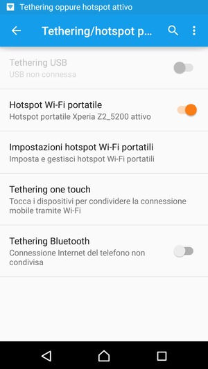 Il telefono è ora pronto per essere usato come modem