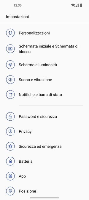 Scorri e seleziona Password e sicurezza