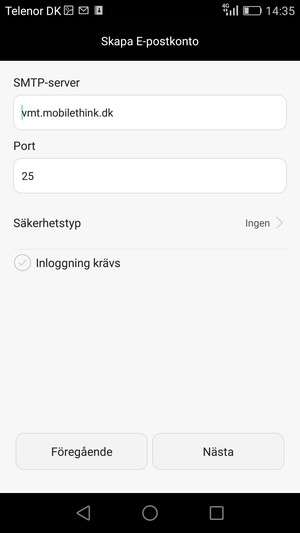 Avmarkera Inloggning krävs-rutan och välj Nästa
