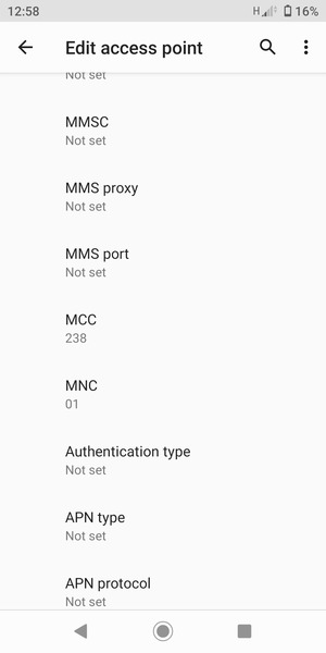 Scroll down and enter MMS information