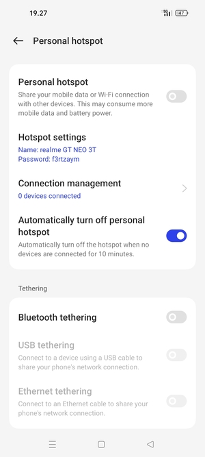 Select Hotspot settings