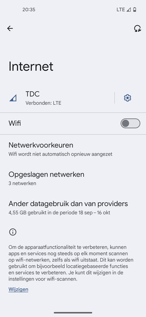 Schakel Wifi in