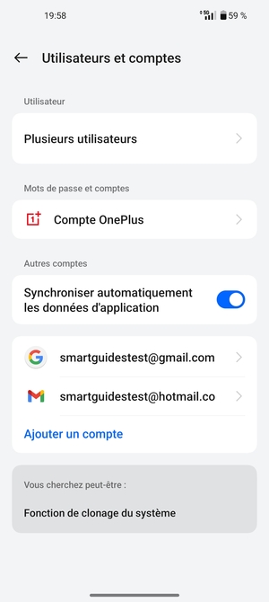 Sélectionnez votre compte Google