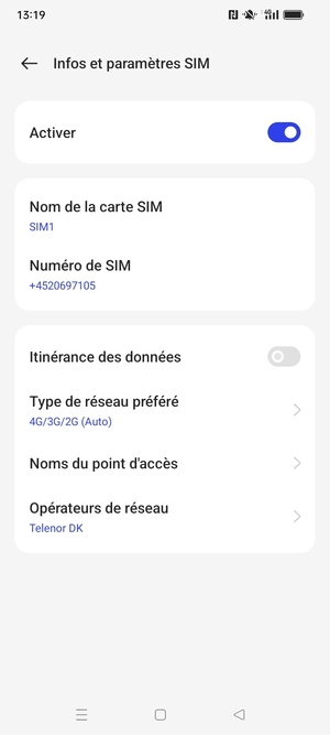 Sélectionnez Type de réseau préféré