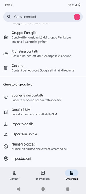 Scorri e seleziona Gestisci SIM