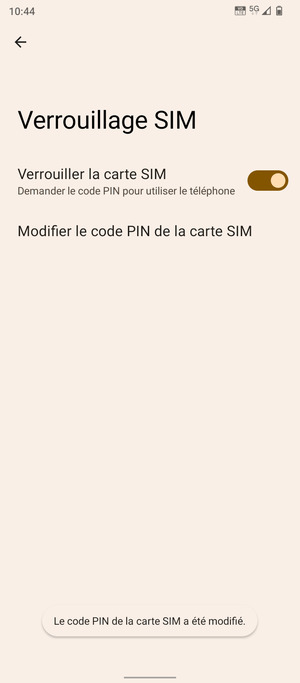 Votre code PIN de la carte SIM a été modifié