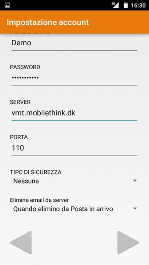 Scorri e seleziona AVANTI