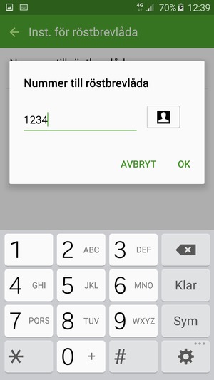 Ange Nummer till röstbrevlåda och välj OK