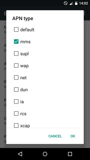 Check the mms checkbox and select OK