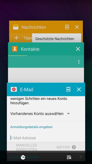 Wählen Sie das Symbol Löschen, um alle laufende Apps zu schließen
