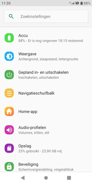 Scroll naar en selecteer Beveiliging