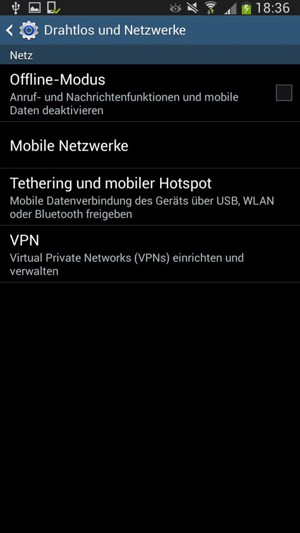 Wählen Sie Mobile Netzwerke