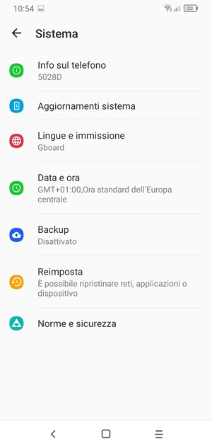 Seleziona Backup