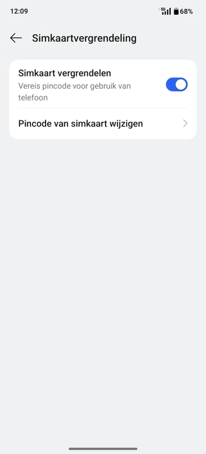 Selecteer  Pincode van simkaart wijzigen