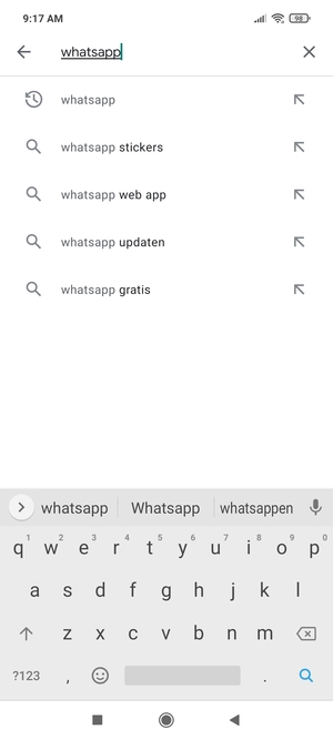 Voer de app-naam in en selecteer Zoeken