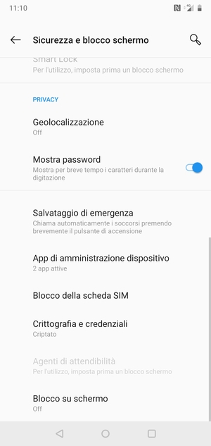 Scorri e seleziona Blocco della scheda SIM