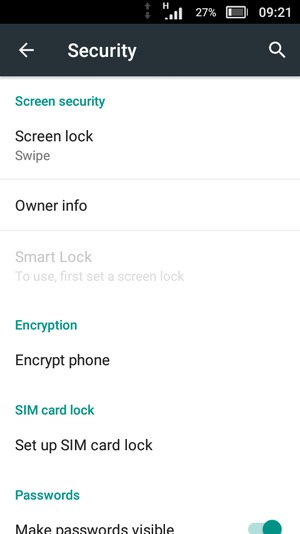 Select Screen lock