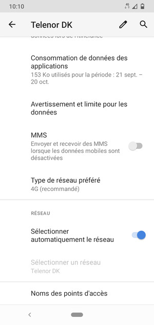 Faites défiler et sélectionnez Noms des points d'accès