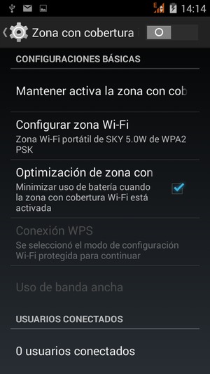 Seleccione Configurar zona Wi-Fi