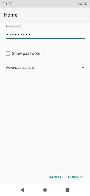 Enter the Wi-Fi password and select CONNECT