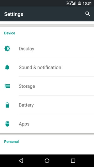 Scroll to and select Battery